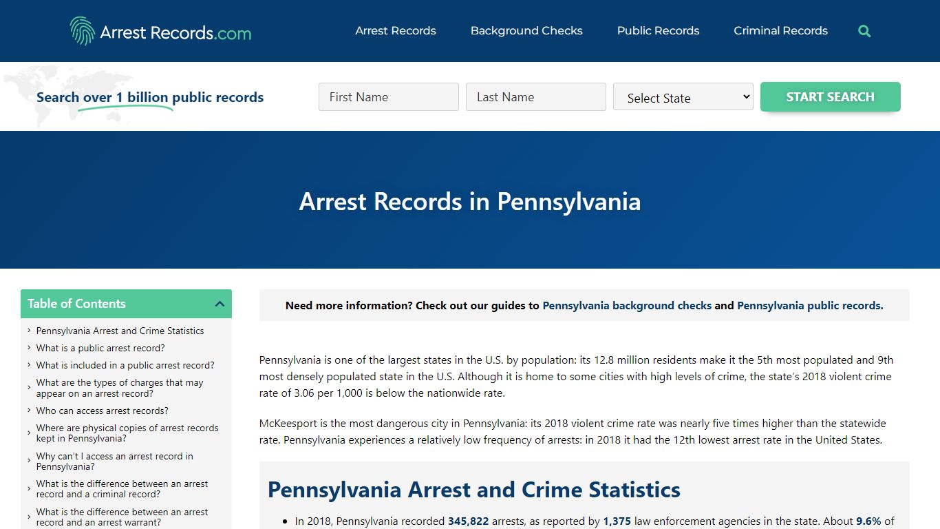 Pennsylvania Arrests Records - Criminal, Warrant and Background Check ...